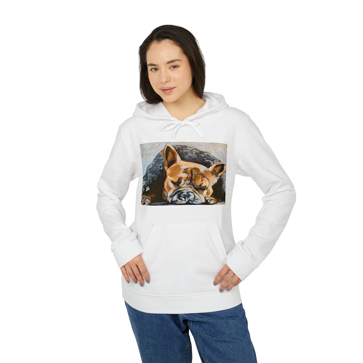 Snuggly Frenchie adidas® Unisex Fleece Hoodie