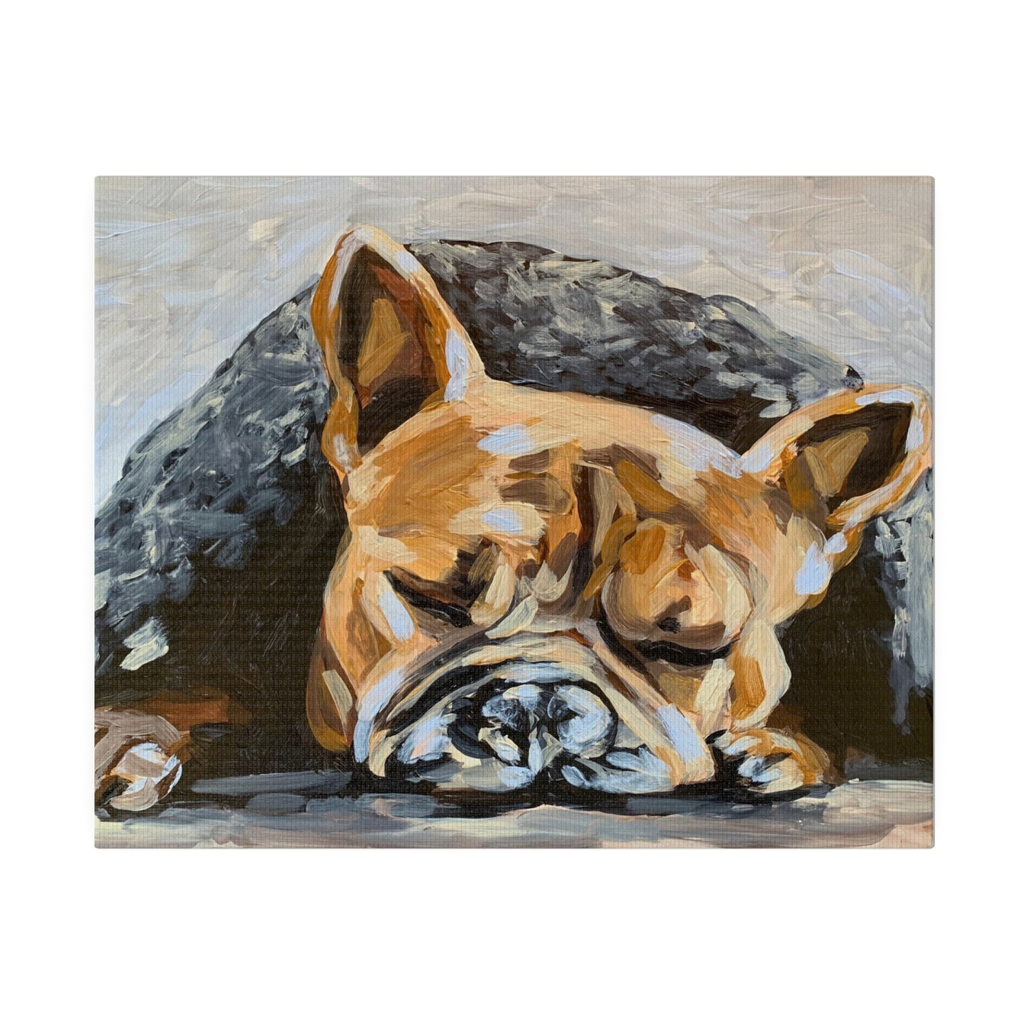 Snuggly Frenchie Matte Canvas, Stretched, 0.75"