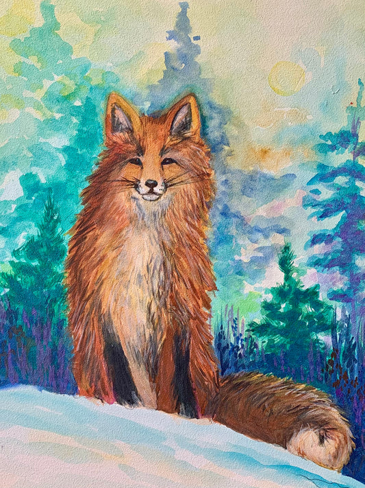 "Winter Coat" Red Fox Greeting Card