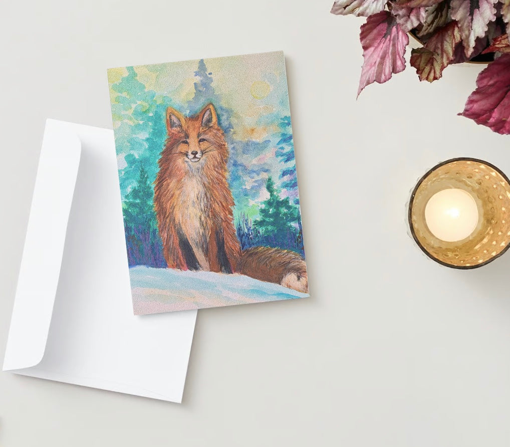 "Winter Coat" Red Fox Greeting Card